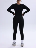 Women's One-piece Yoga Suit Black Jumpsuit Long Sleeved - Image 3