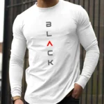 Men's 100% Pure Cotton Loose Fit Comfortable Sports Long Sleeved T-shirt Top - Image 2