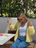 Women's Autumn/Winter Relaxed-Fit Solid-Colour Drop-Shoulder Long-Sleeved