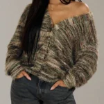 Women's Y2K Drop Shoulder Striped Cardigan