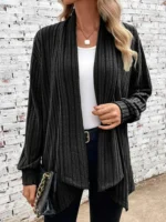 New Women's Long Sleeve Solid Loose Cardigan Coat Women - Image 6