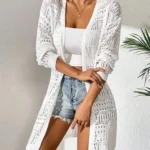 Knitted Cardigan With Sun Shading and Loose Fitting Fashion