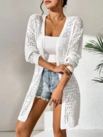 Knitted Cardigan With Sun Shading and Loose Fitting Fashion