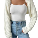Women s Open Front Cropped Cardigan Long Sleeve