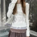 Women T-shirt Long Sleeve Boat Neck Music Note Print - Image 2