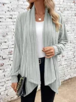 New Women's Long Sleeve Solid Loose Cardigan Coat Women - Image 7