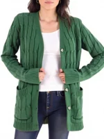Women Long Sleeve Knitted Cardigan Single Breasted - Image 3