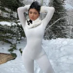 Solid Black/gray Long Sleeve Skiing Jumpsuit Women - Image 5