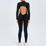 Women Sportwear Yoga Jumpsuit Zip Long Sleeve Back Open Outfit