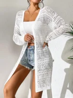 Knitted Cardigan With Sun Shading and Loose Fitting Fashion - Image 4