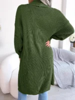 Women's Solid Color Shawl Collar Knit Cardigan Sweater - Image 2