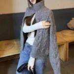 Retro Lazy Atmosphere - Double Zipper Women's Knitted Cardigan - Image 5