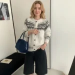 Women's Long-sleeved Crew Neck Cardigan - Knitwear Jacket