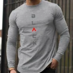 Men's 100% Pure Cotton Loose Fit Comfortable Sports Long Sleeved T-shirt Top - Image 3