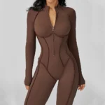 Yoga Bodysuit Long Sleeved Women's Tracksuits - Gym Zipper Jumpsuits