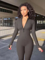 2025 New Long Sleeve Panty Wrapped Hip Lifting Casual Fitness Jumpsuits - Image 2