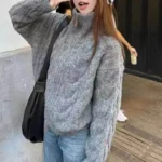 Retro Lazy Atmosphere - Double Zipper Women's Knitted Cardigan - Image 4