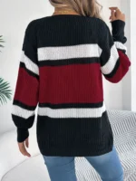 Women's Contrast Color Striped Cardigan Sweaters - Tops Woman Coats - Image 6