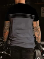 Fashionable Men's Summer New Striped Print Comfortable Breathable Round Neck T-shirt - Image 4
