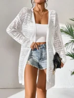 Knitted Cardigan With Sun Shading and Loose Fitting Fashion - Image 3