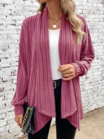 New Women's Long Sleeve Solid Loose Cardigan Coat Women - Image 4