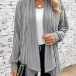 New Women's Long Sleeve Solid Loose Cardigan Coat Women