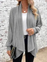 New Women's Long Sleeve Solid Loose Cardigan Coat Women