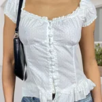 Women s Casual Loose Fit Blouse Floral Print V-Neck Short Sleeve