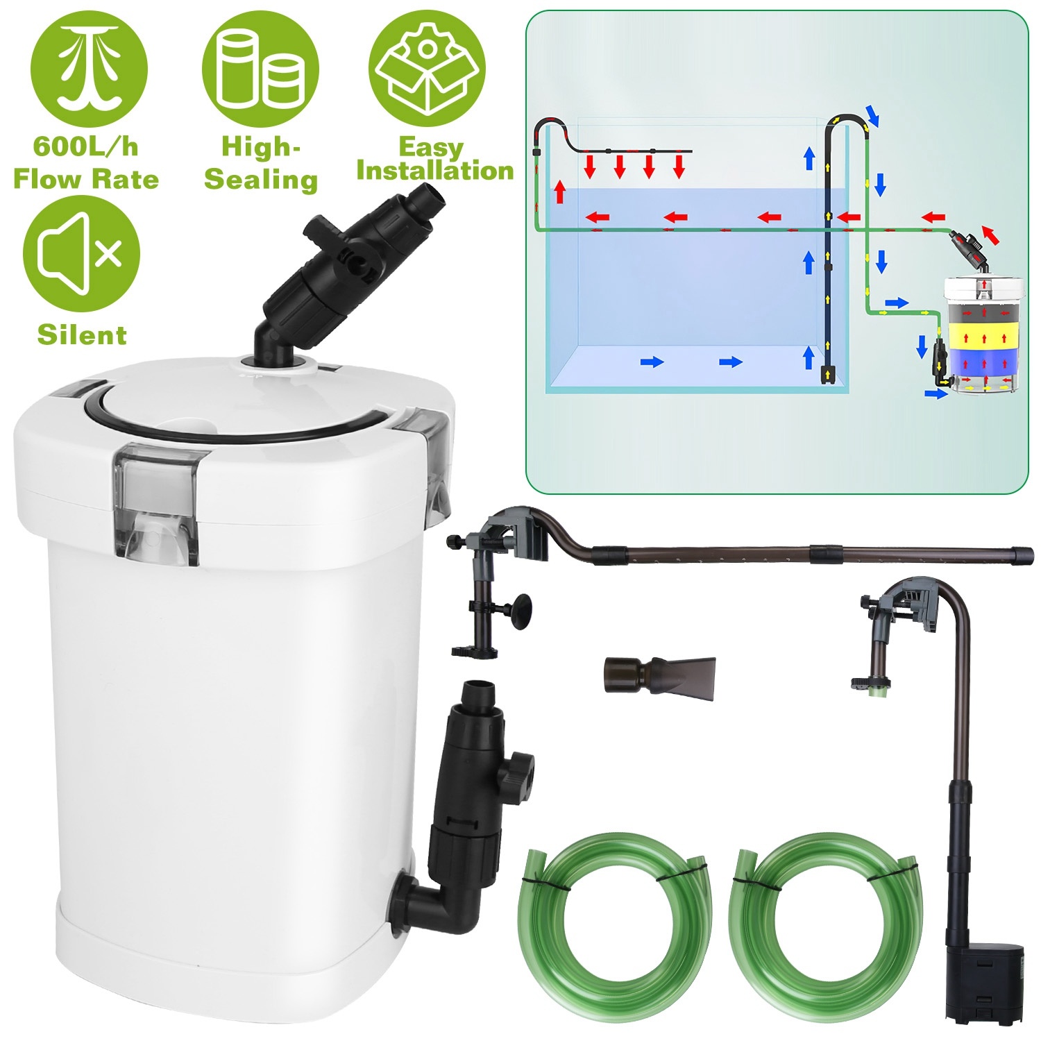 2a962568-1c1b-4433-8681-eda956bb08d3.jpg External Canister Filter For Aquarium Fish Tank With 600L - Image 1
