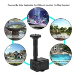 Solar Aquarium Wave Maker Multifunctional with 6 Nozzles Pond Fountain Water Pump - Image 2